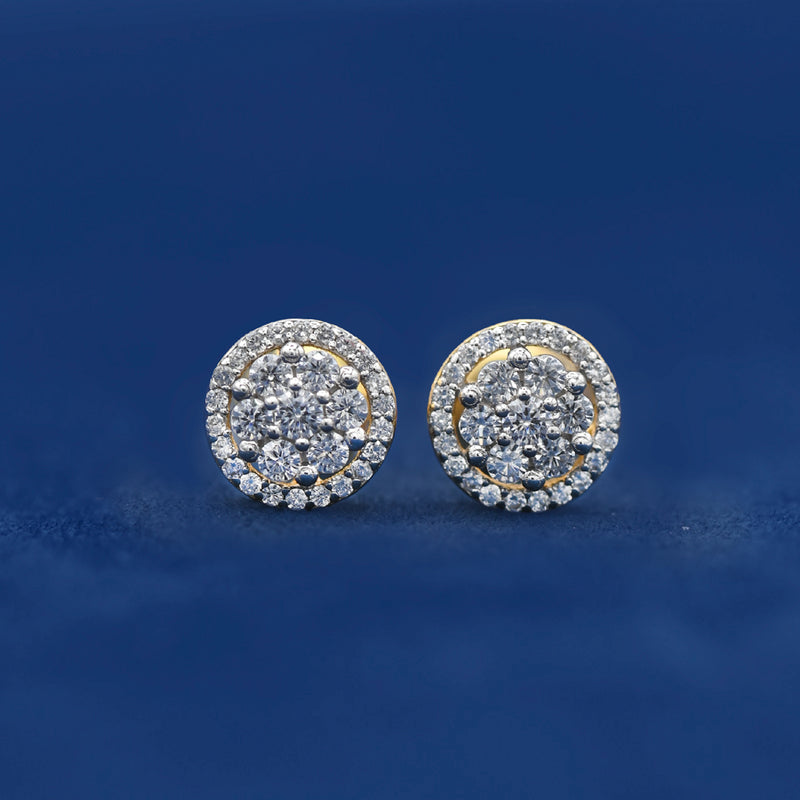Two Layer Round Flower Set Stud Earrings