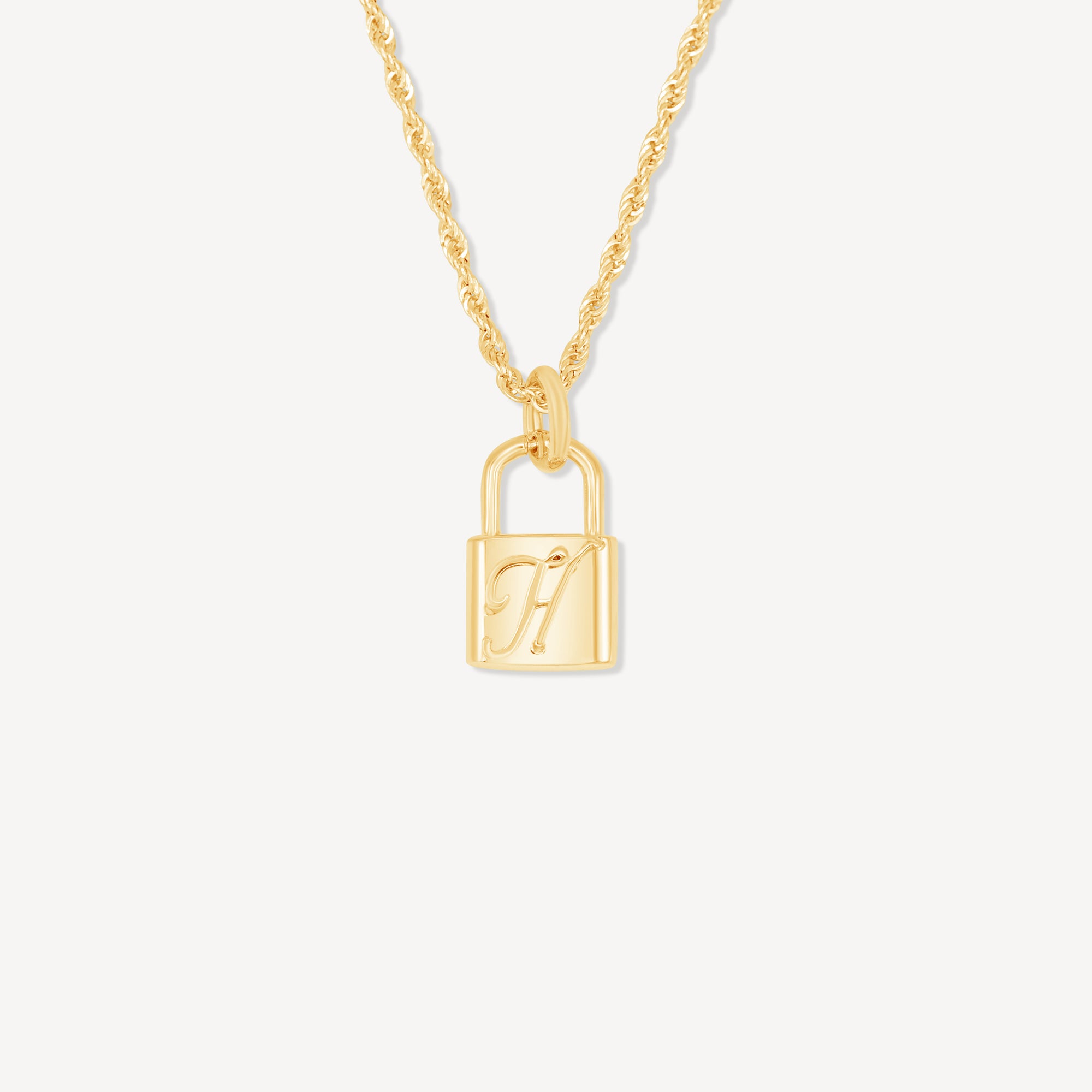 10K Gold Initial Lock Necklace