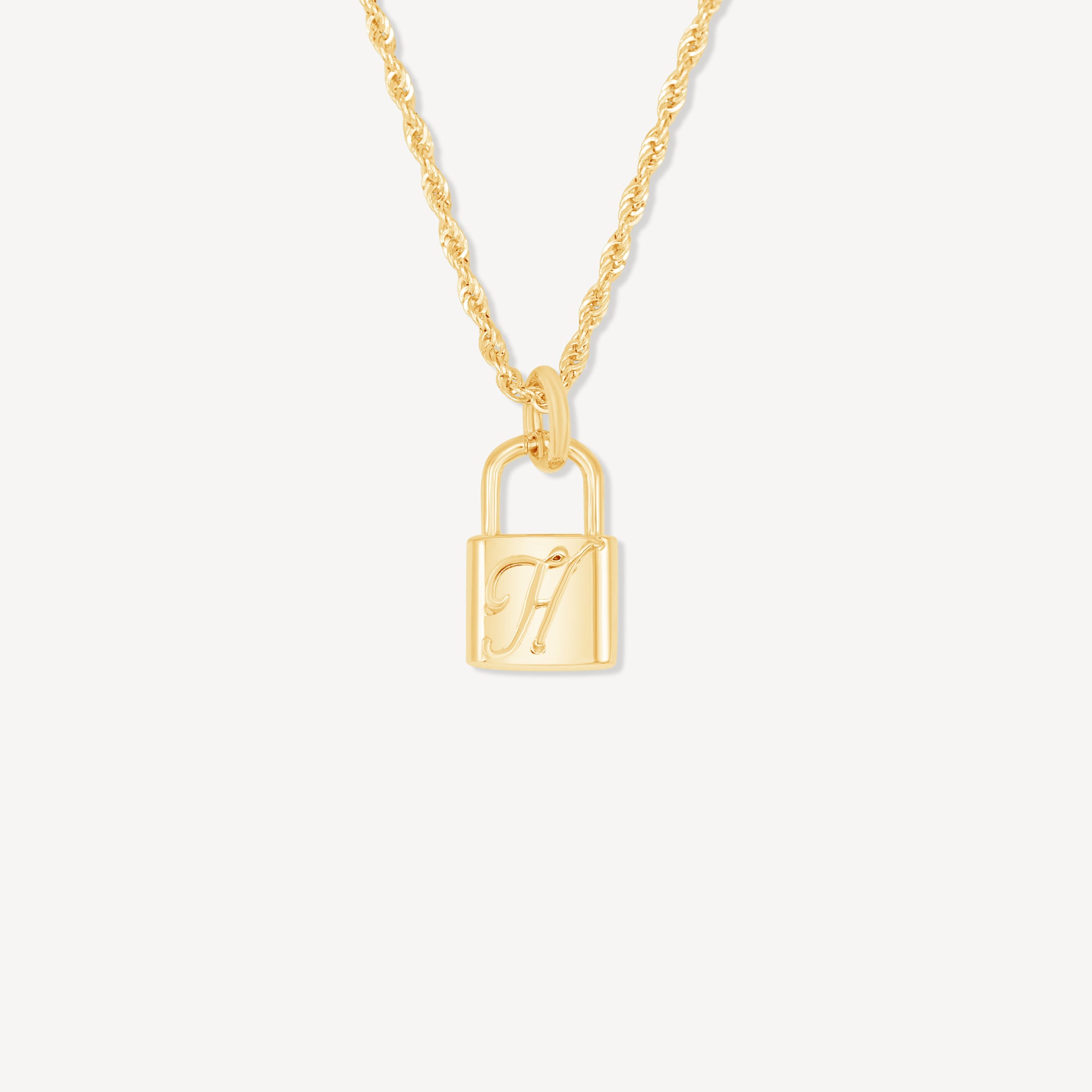 10K Gold Initial Lock Necklace - Gold Presidents