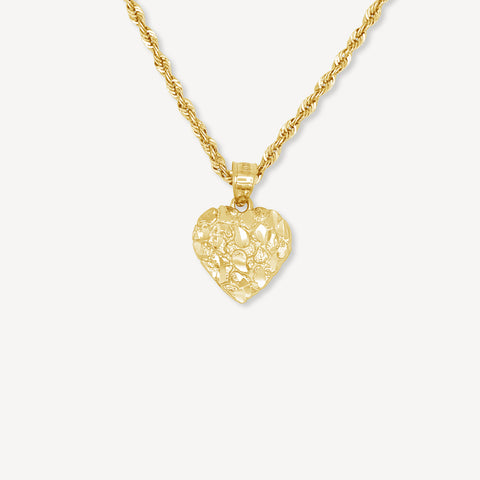 10k Gold Nugget Heart Pendant