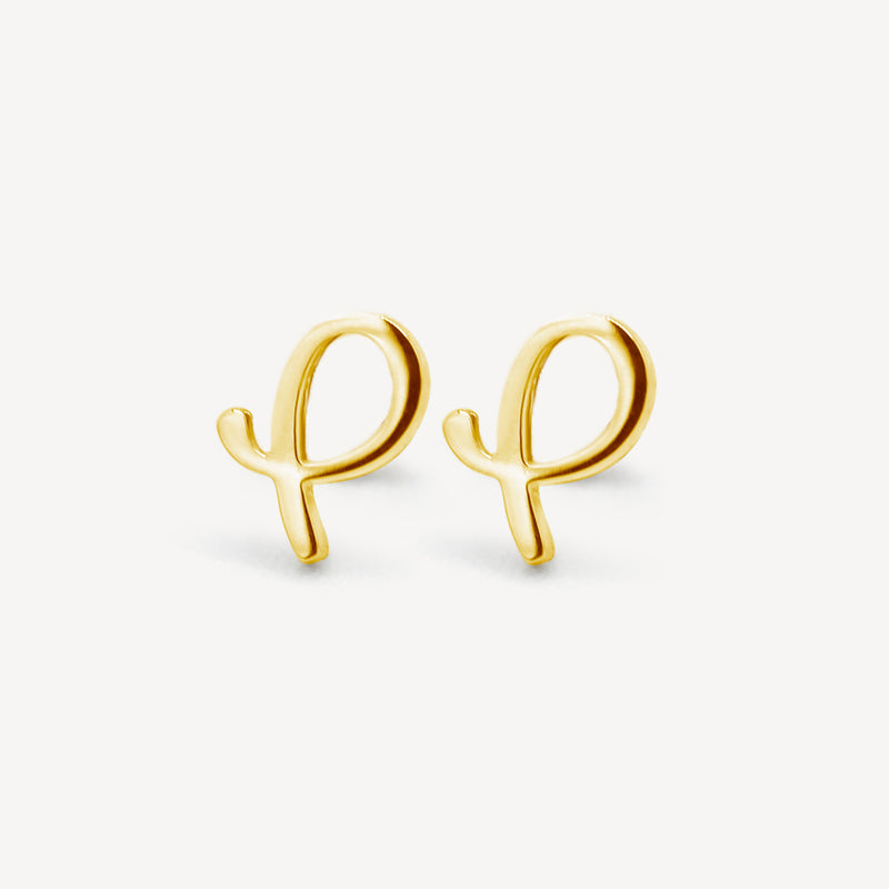 Boucles d&#39;oreilles avec logo P en or 10 carats