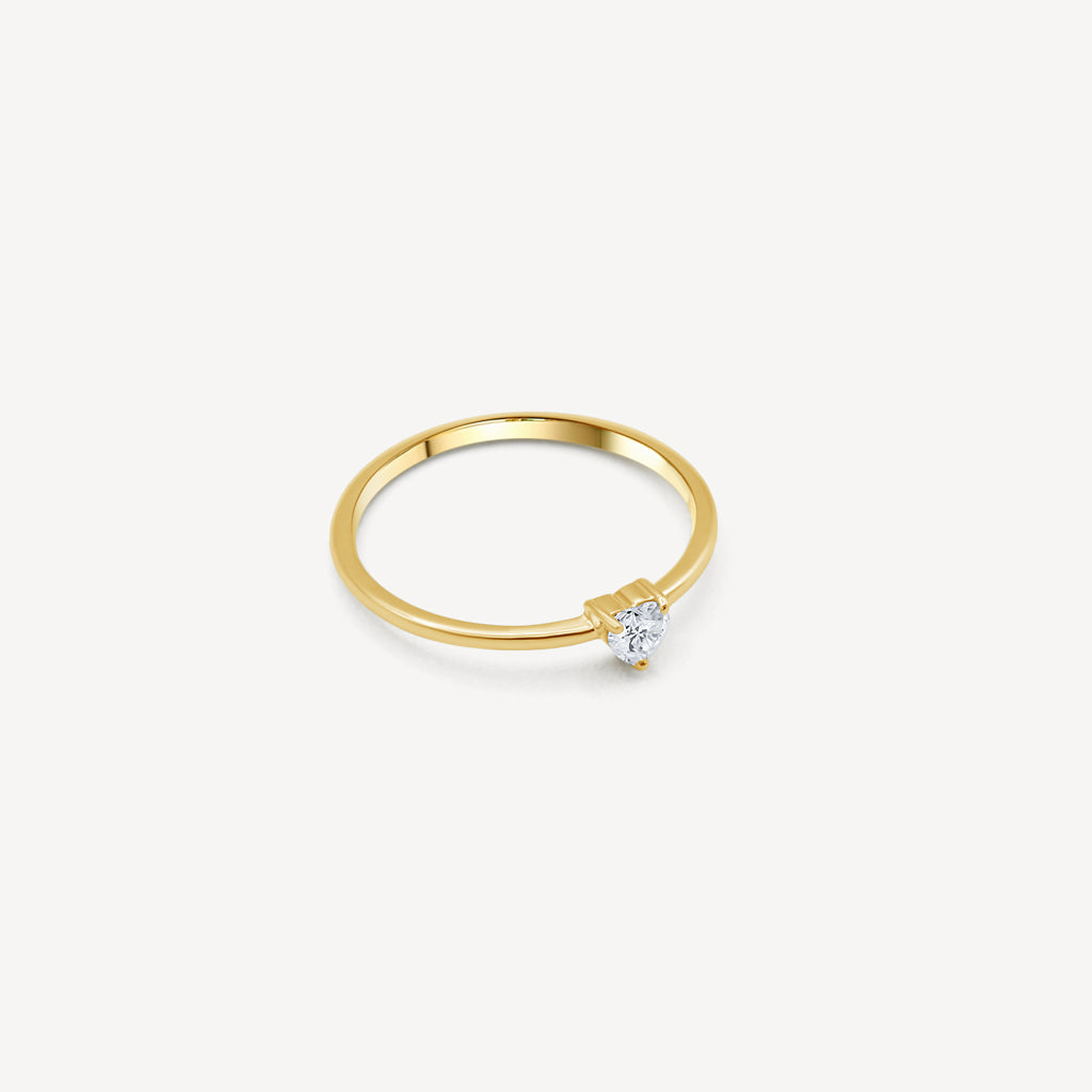 Bague de fiançailles en diamant cœur à bande unique en or 10 carats