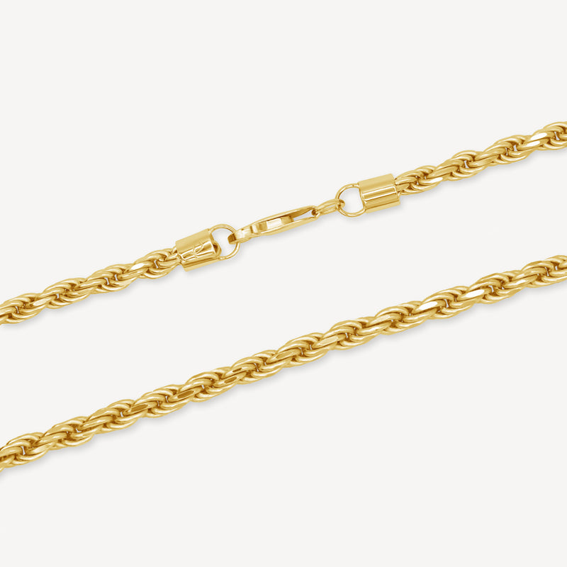 Premium Gold Rope Chain 4mm Gold Presidents