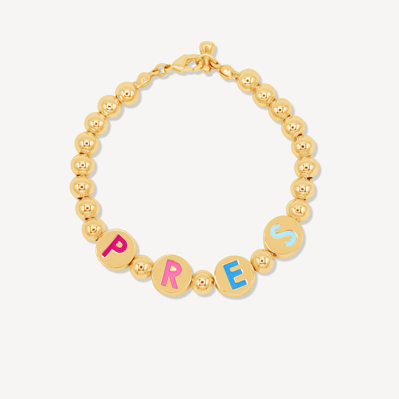 Custom Initial Gold Bead Bracelet