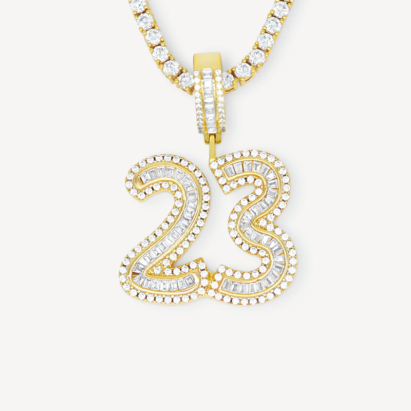 Custom Baguette Number Necklaces