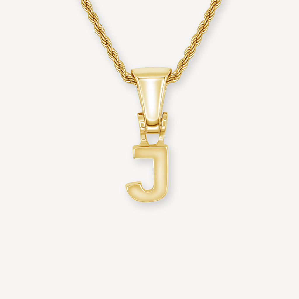 Letter J Necklace - Gold Block Letter Initial Charm