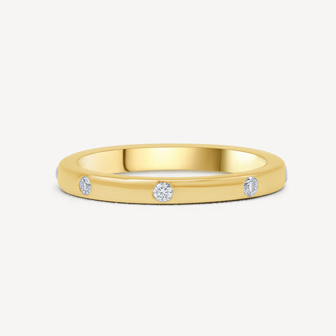 10k Gold Single Band Diamond Inlay Engagement Ring