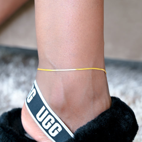 Gold Herringbone Anklet 3mm