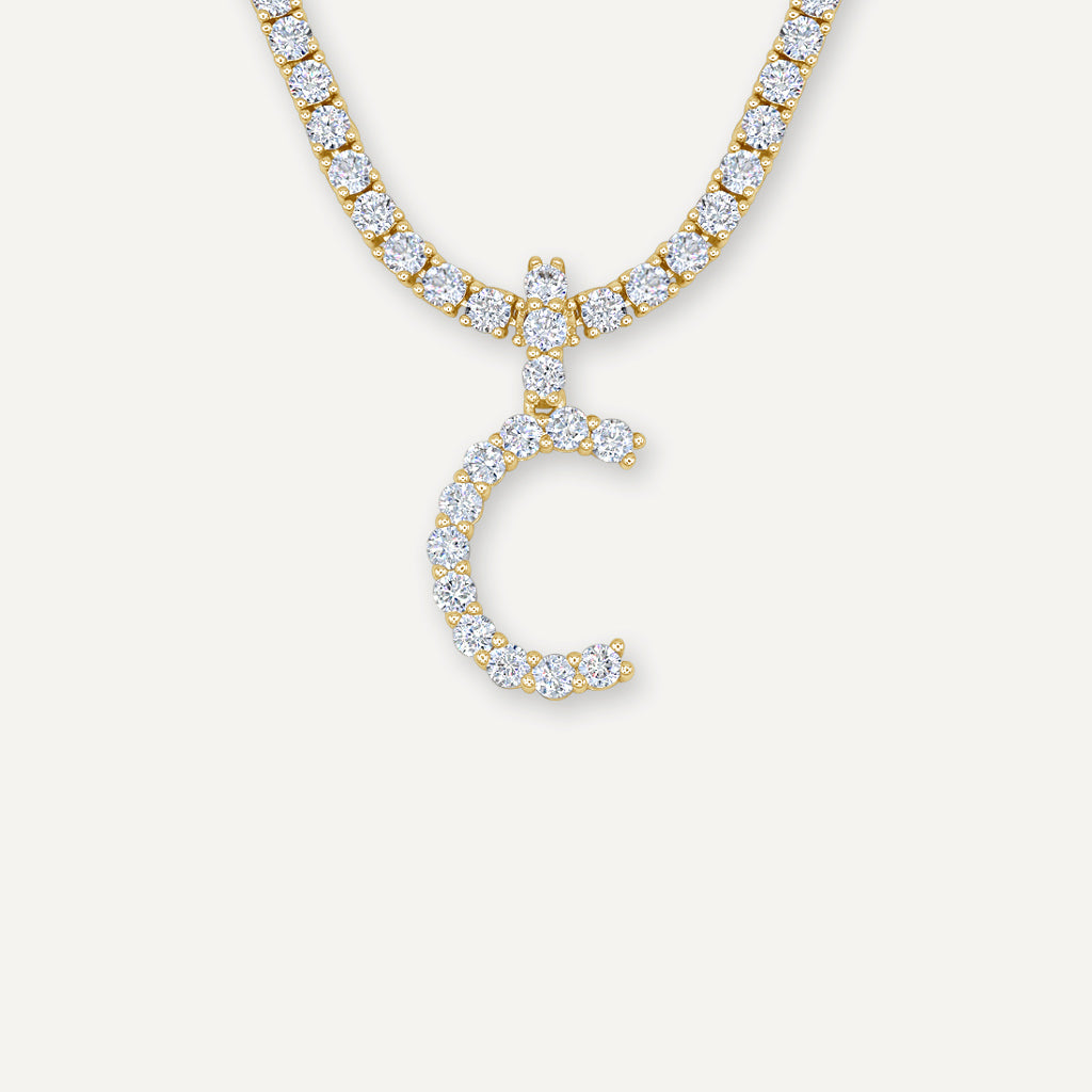 Gold Pearl Studded C Initial Chain Necklace – www.pipabella.com