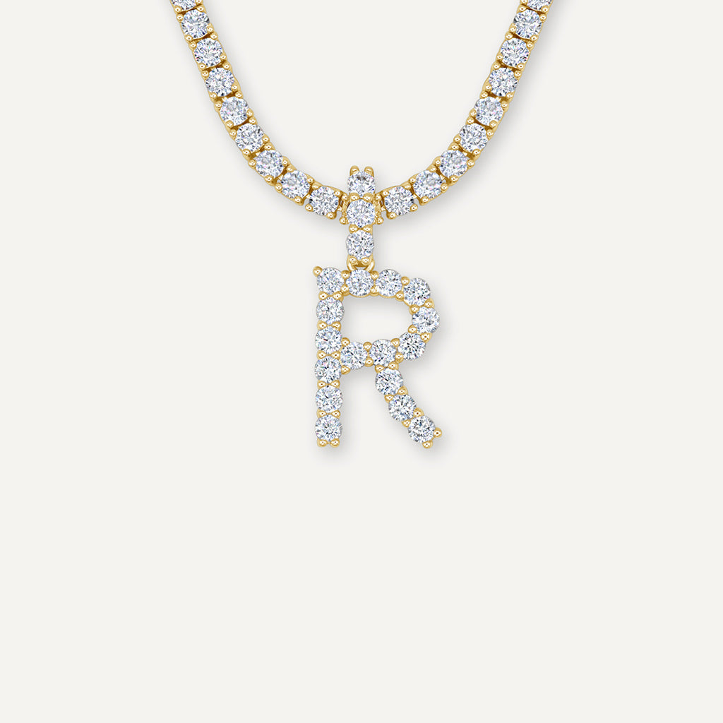 Diamond Spaced Letter Necklace – Baby Gold