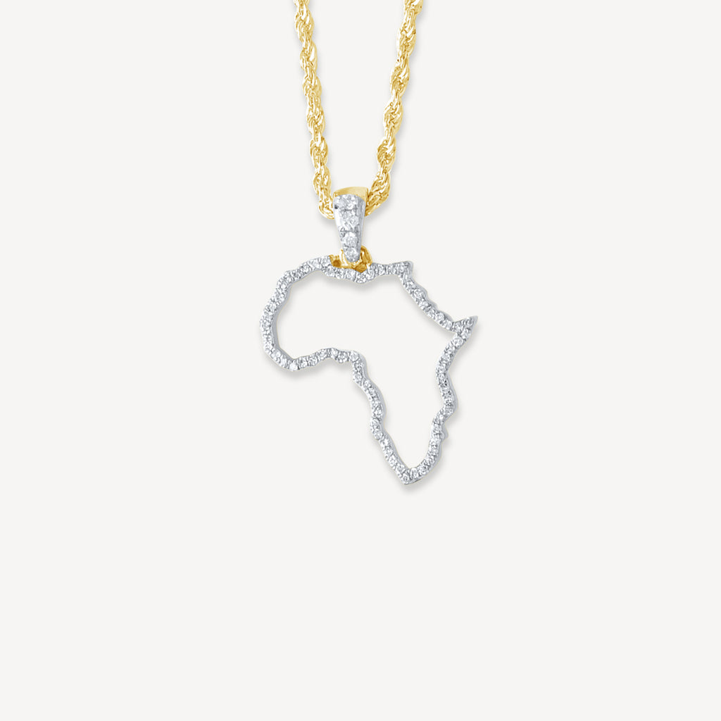 10K Diamond Gold Africa Map Pendant | Gold Presidents