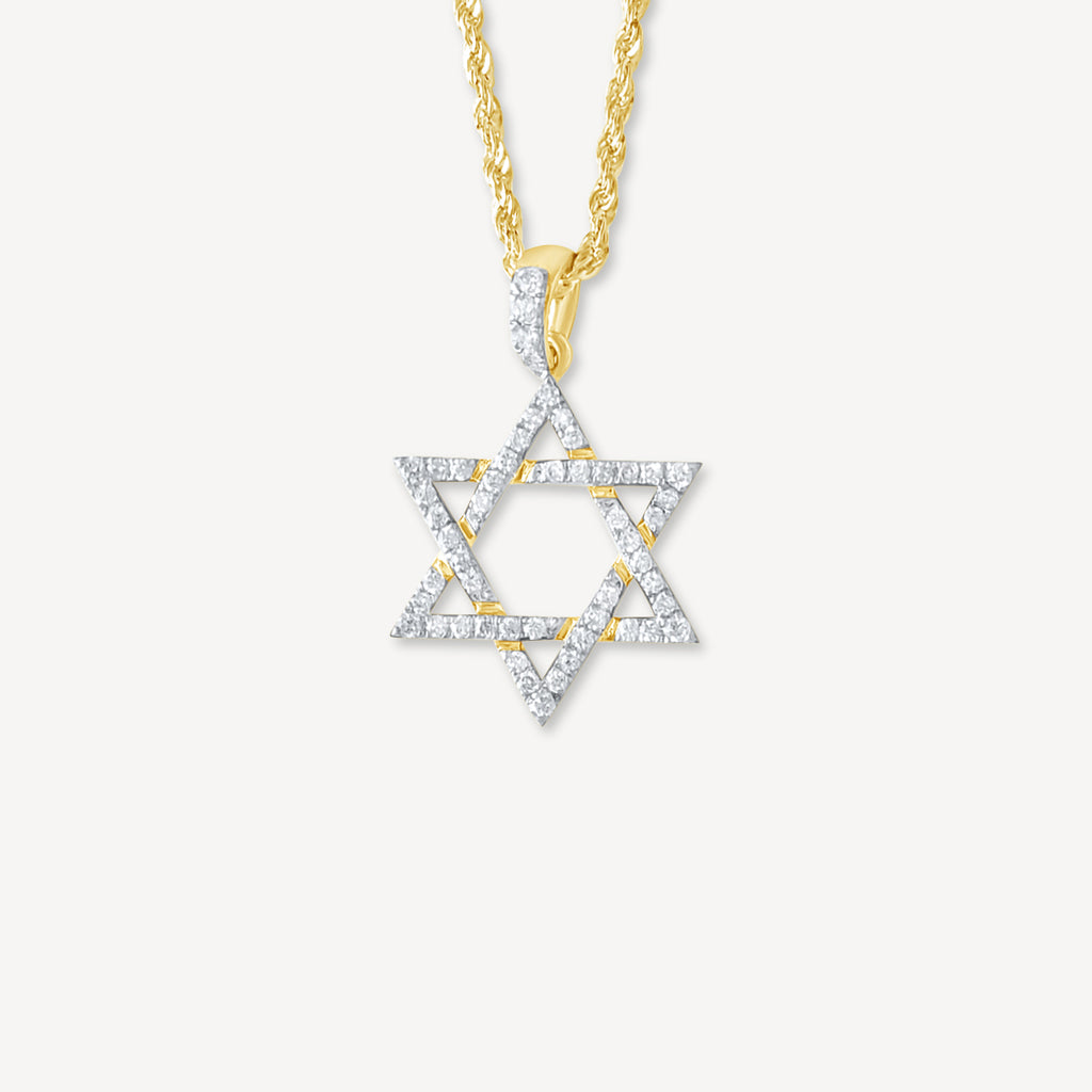 Gold Presidents 10K Gold and Diamond Pendant 10K Diamond Gold Star of David