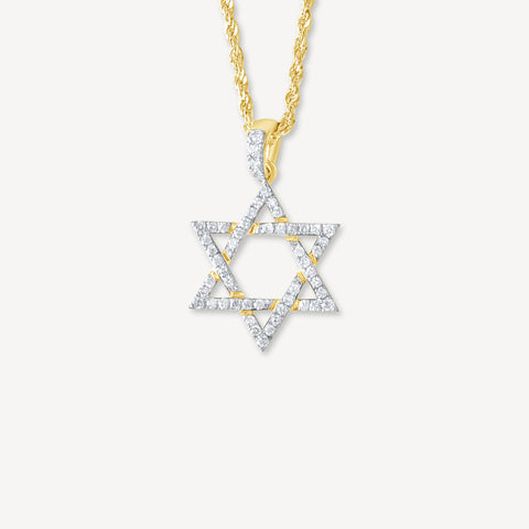 Estrella de David de oro con diamantes de 10 quilates