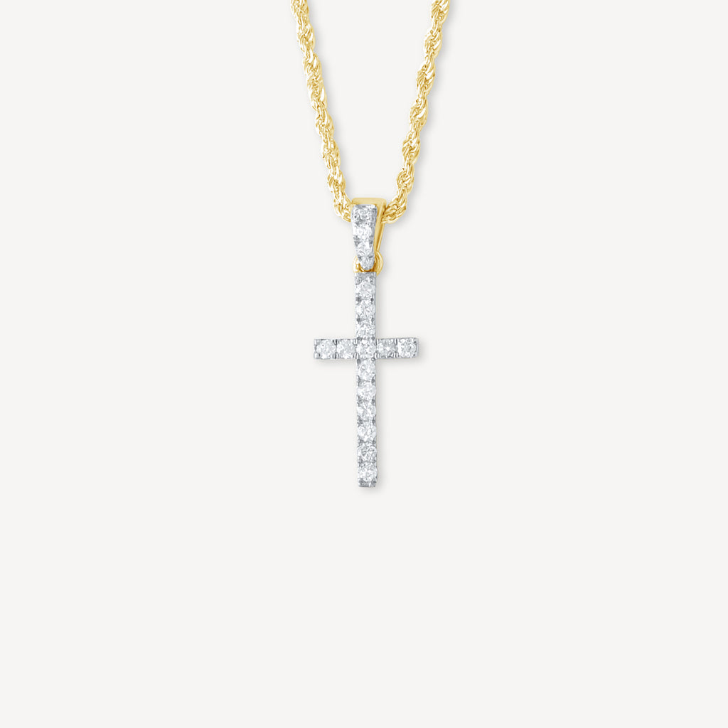 Gold Presidents 10K Gold and Diamond Pendant 10K Small Diamond Gold Cross