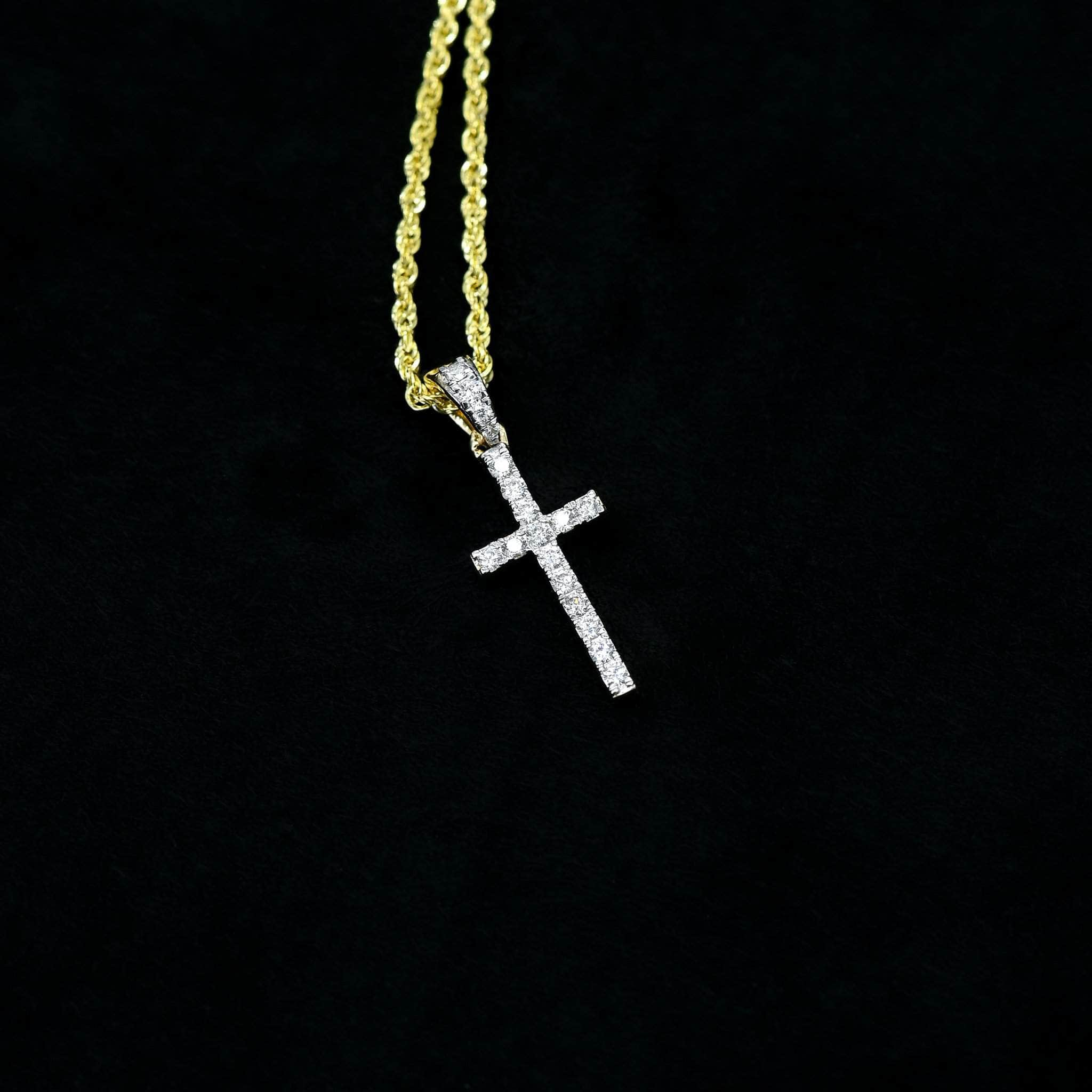 Small gold cross on sale pendant with diamonds