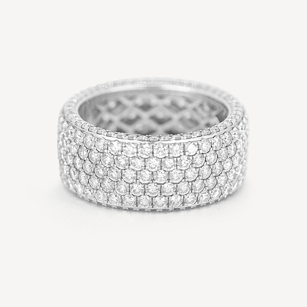 Gold Presidents 10K Gold and Diamond Ring 10k White Gold / 5 5 Row Diamond Eternity Ring