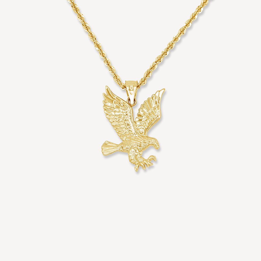 Gold Presidents 10K Gold Pendant 10k Yellow Gold / 18" Gold 1.5mm Rope Chain 10k Gold Eagle Pendant