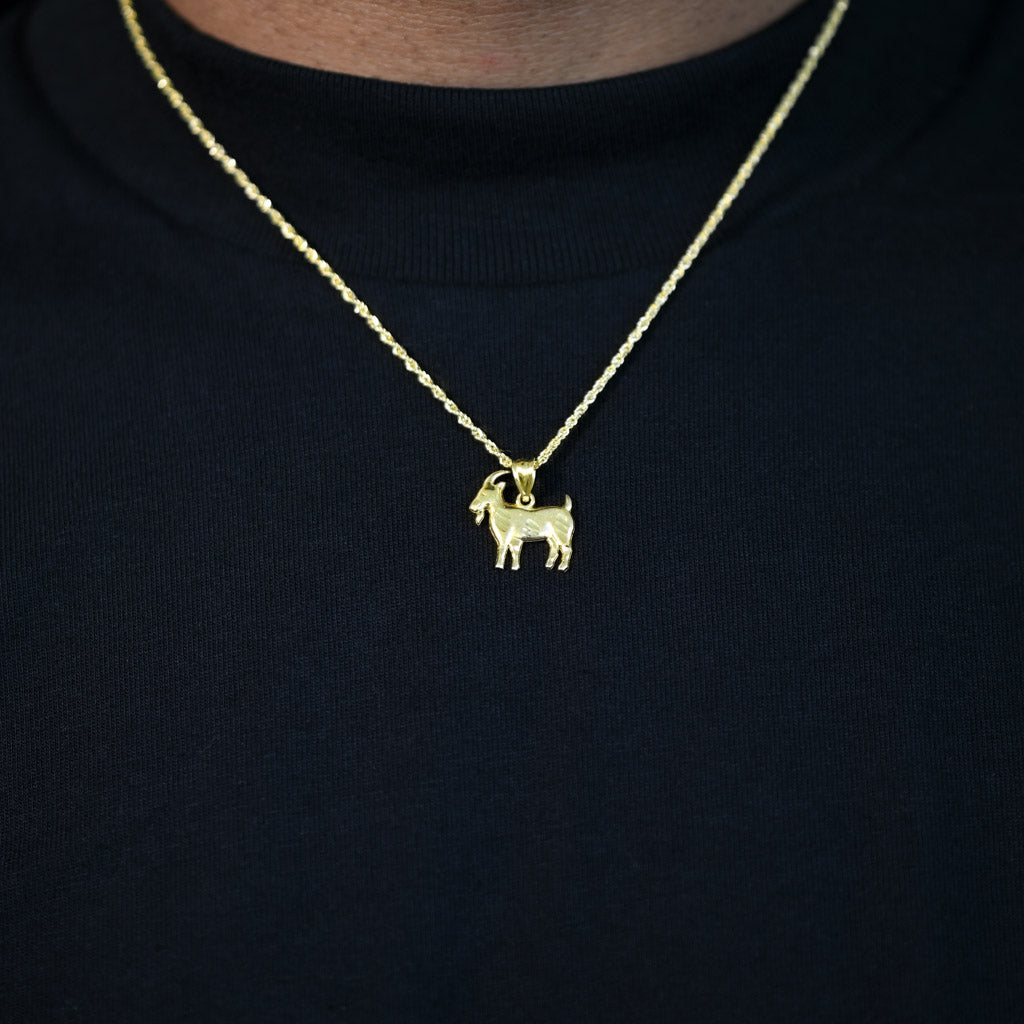 Gold Presidents 10K Gold Pendant 10k Yellow Gold / 18" Gold 1.5mm Rope Chain 10k Gold Goat Pendant