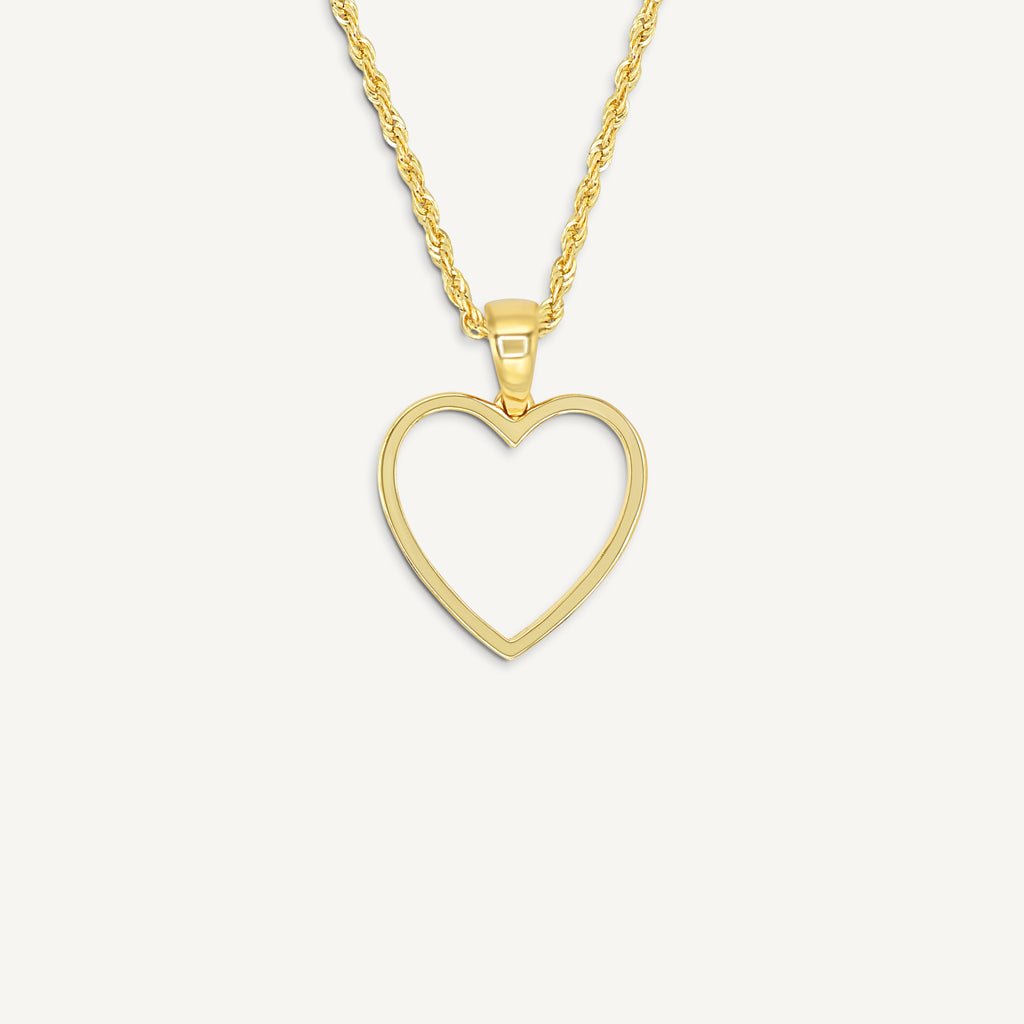 Gold Presidents 10K Gold Pendant 10k Yellow Gold / 18" Gold 1.5mm Rope Chain 10k Gold Heart Necklace