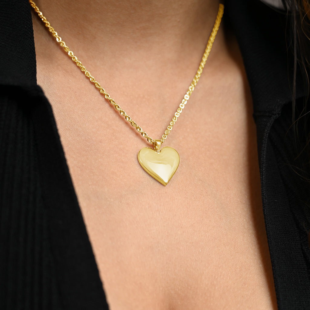 Gold Presidents 10K Gold Pendant 10k Yellow Gold / 18" Gold 1.5mm Rope Chain 10k Gold Heart Necklace