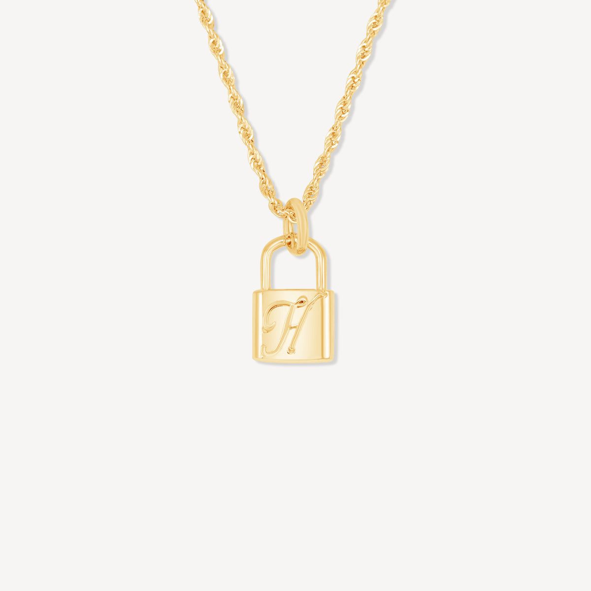 Gold Presidents 10K Gold Pendant 10k Yellow Gold / 18" Gold 1.5mm Rope Chain 10K Gold Initial Lock Necklace