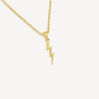 10k Gold Lightning Bolt Pendant - 10k Yellow Gold / 18" Gold 1.5mm Rope Chain