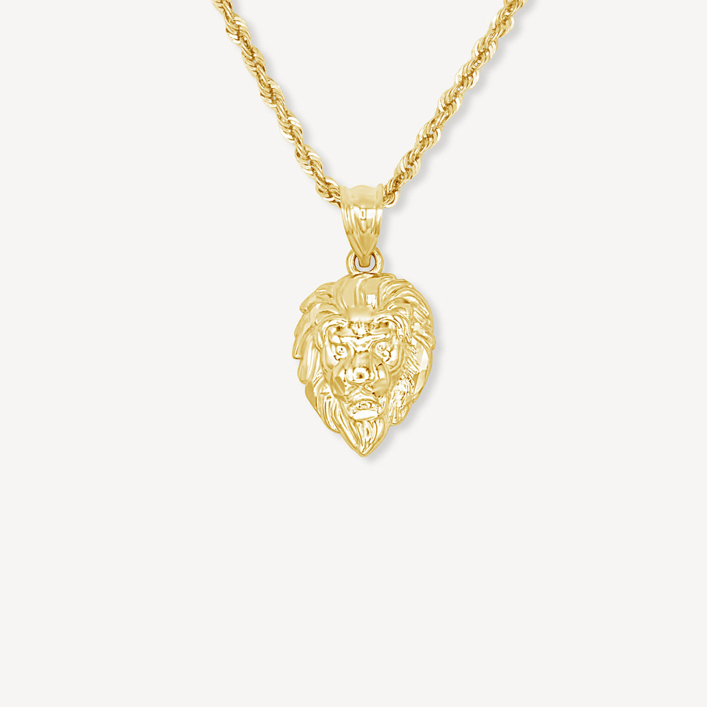 Gold Presidents 10K Gold Pendant 10k Yellow Gold / 18" Gold 1.5mm Rope Chain 10k Gold Lion Pendant