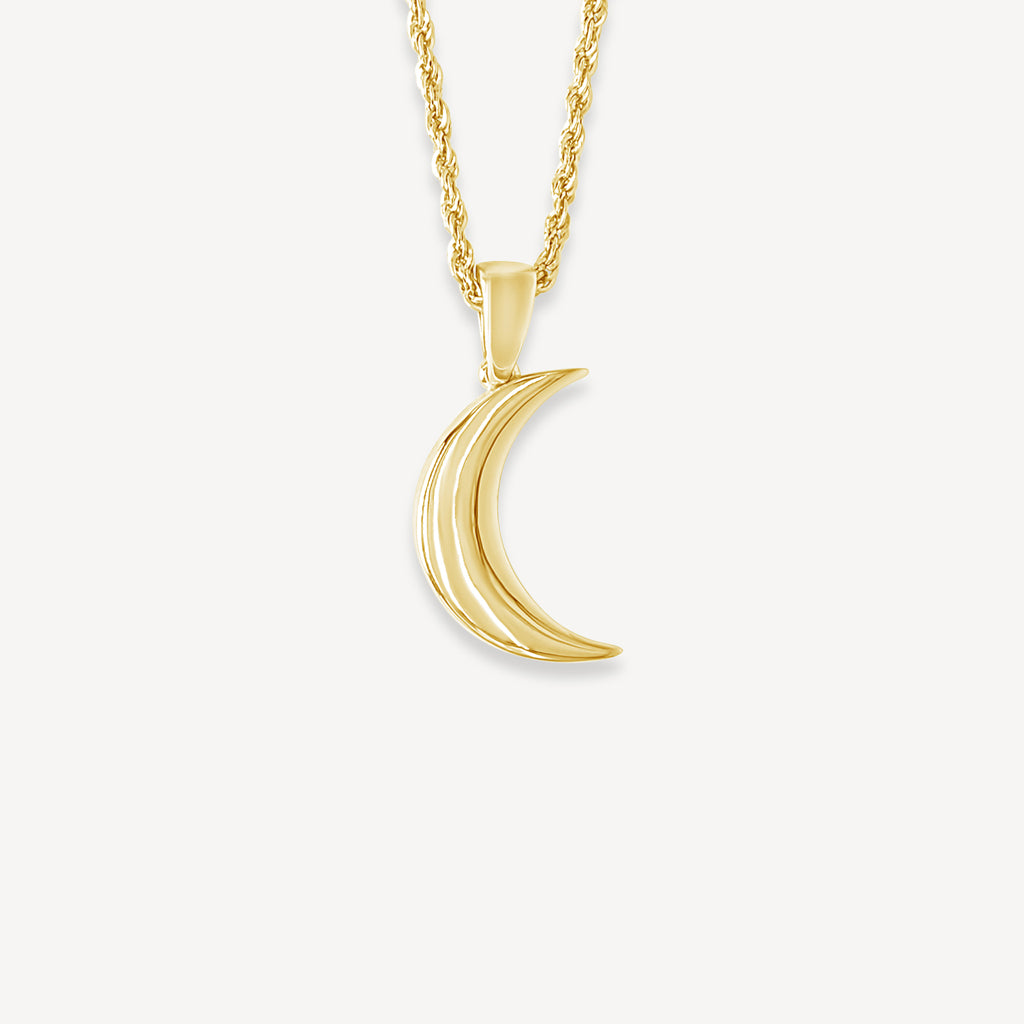 Gold Presidents 10K Gold Pendant 10k Yellow Gold / 18" Gold 1.5mm Rope Chain 10K Gold Moon Necklace