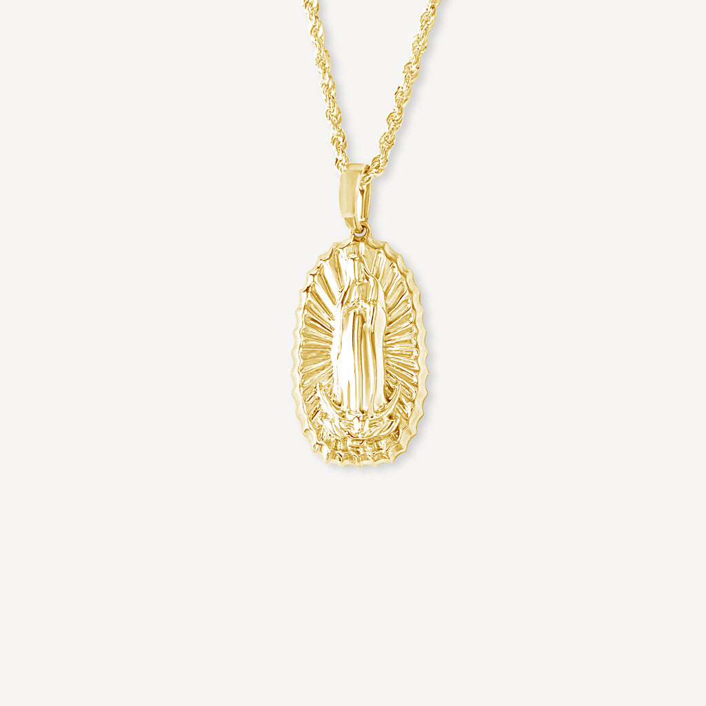Gold Presidents 10K Gold Pendant 10k Yellow Gold / 18" Gold 1.5mm Rope Chain 10K Virgin Mary Necklace