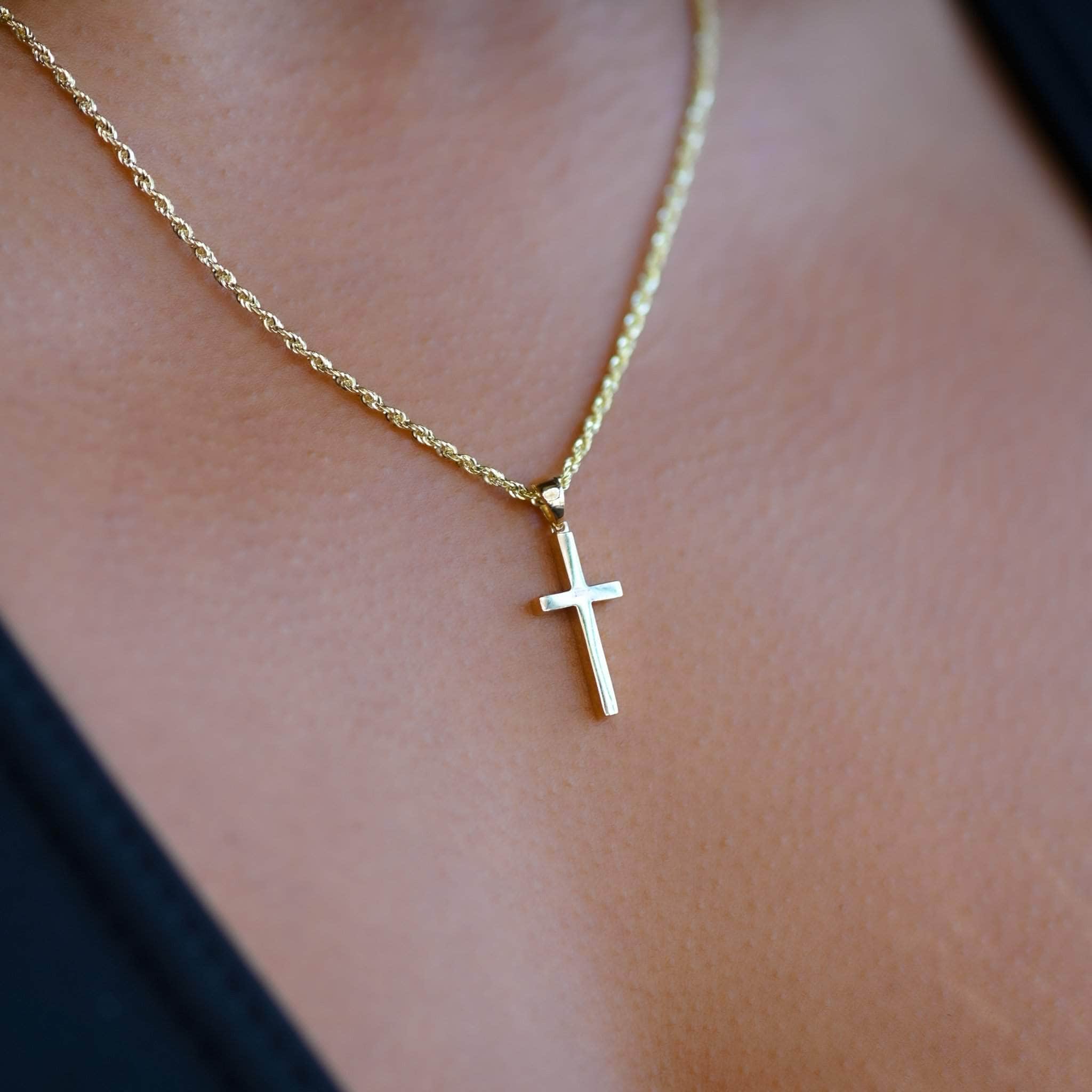 Sideways Cross - Gold Necklace