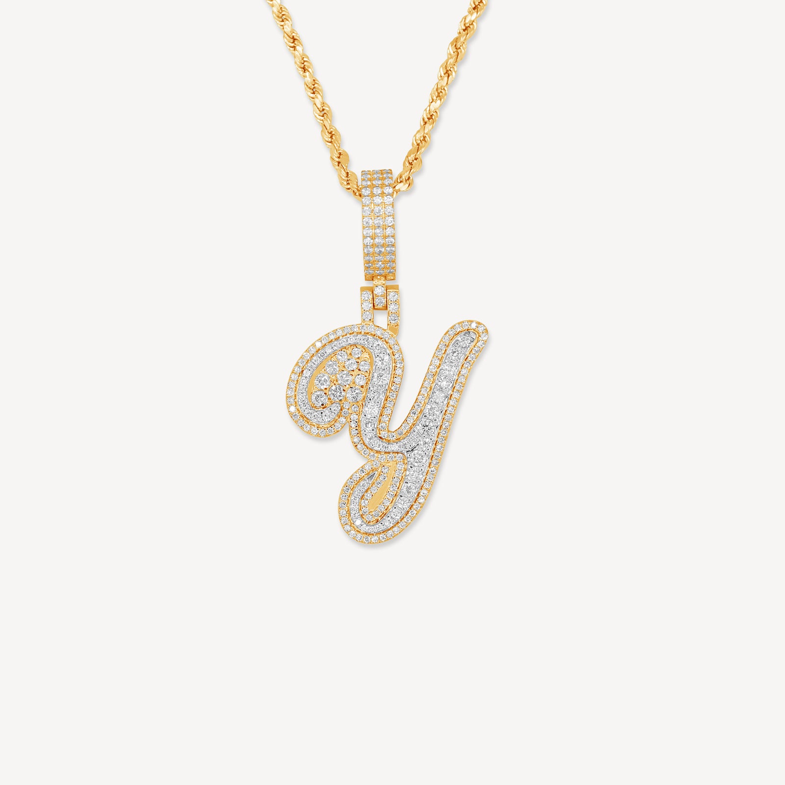 Gold Presidents 10K Gold Pendant A / 10k Yellow Gold 10k Gold Single Cursive Diamond Initial Letter