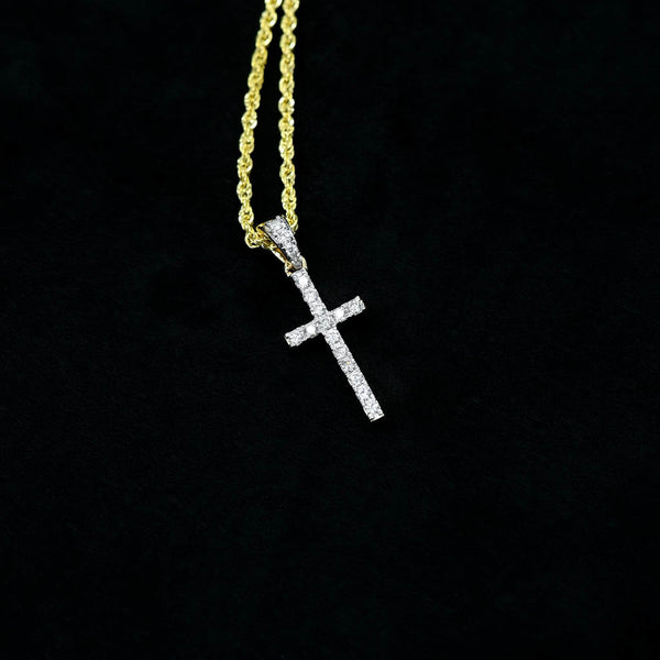 FINE JEWELRY H-I / I1) Womens 1/ CT. T.W. Lab Grown White Diamond 10K Gold  Cross Pendant Necklace | Hamilton Place
