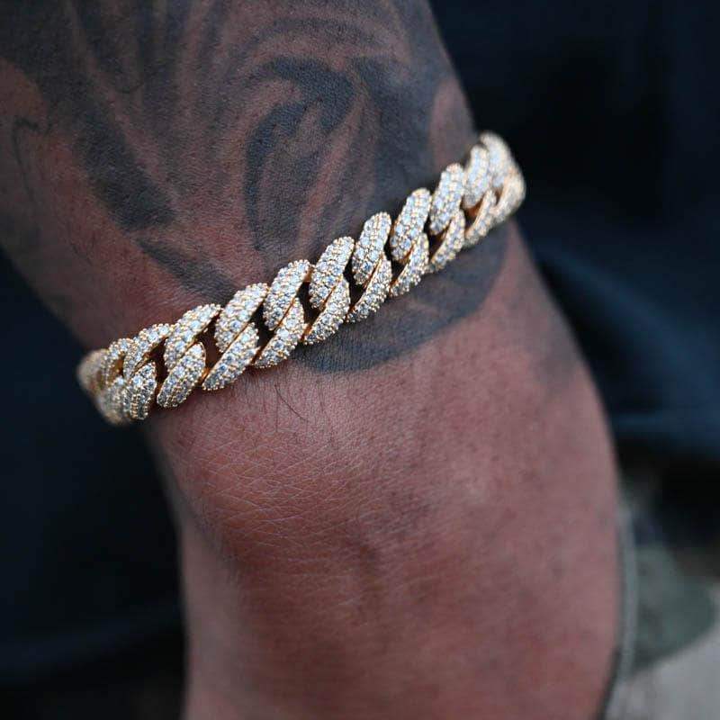 Yellow Gold Links With White Diamonds On a Cord Bracelet