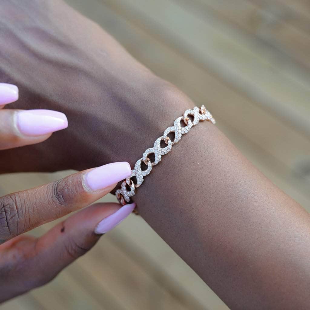 Gold Presidents Bracelet Diamond Infinity Cuban Link Bracelet 7mm - VS