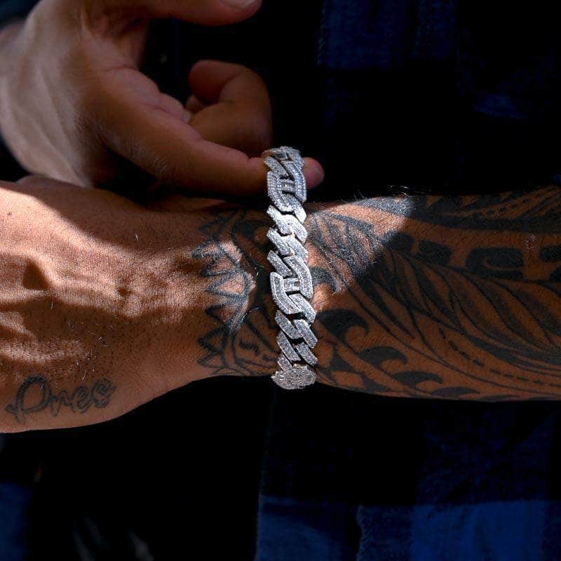 Gold Presidents Bracelet Diamond Prong Baguette Gucci Curb Bracelet 12mm in White Gold