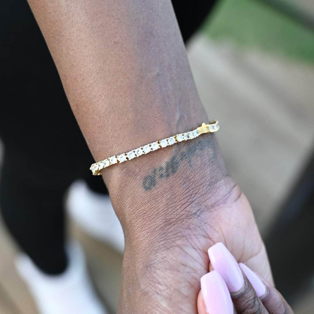 Gold Presidents Bracelet Womens 3mm Tennis Bracelet in Yellow Gold