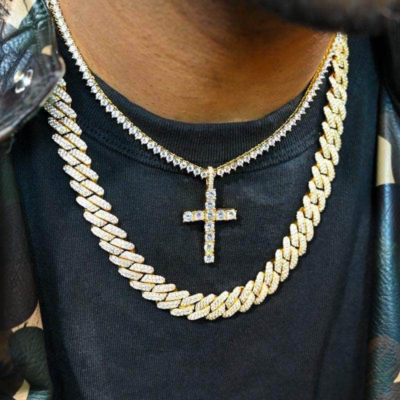 Cuban link diamond cross Clearance