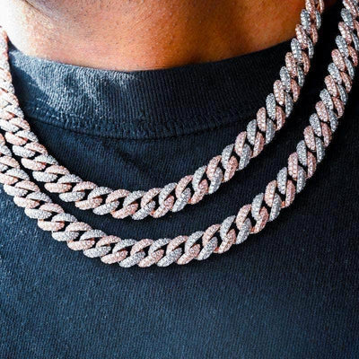 Gold Presidents Cuban Link 14k Rose/White Gold / 18" Two-Tone Cuban Link Choker (10mm) in Rose/White Gold