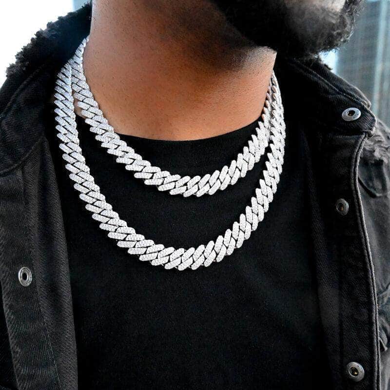 Gold Presidents Cuban Link 14k White Gold / 18" Diamond Prong Cuban Link Choker (12mm) in White Gold
