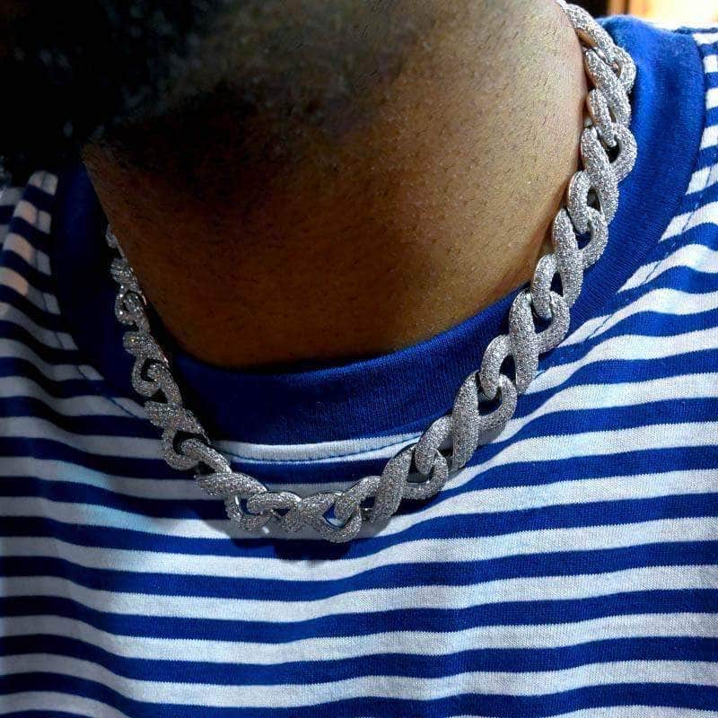 Infinity Cuban Link Chain in White Gold Pres - Main Image