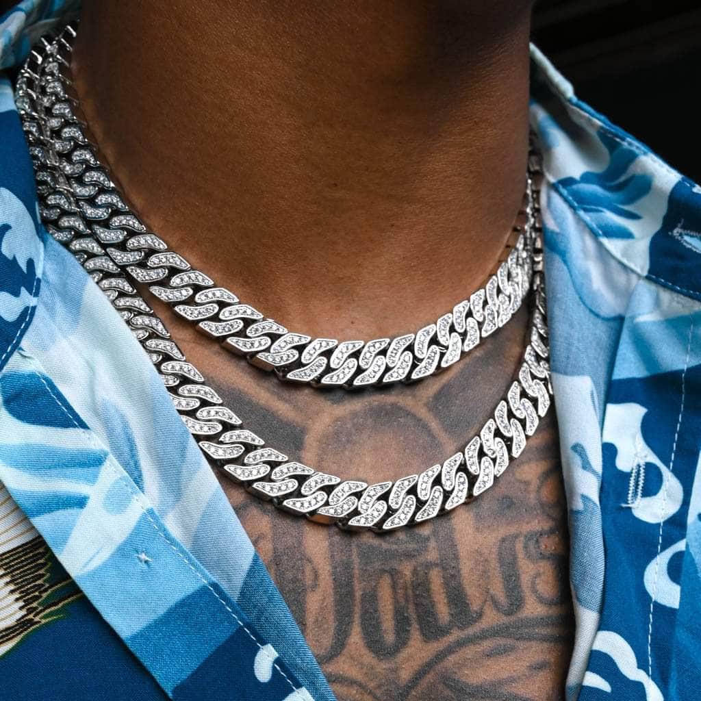Gold Presidents Cuban Link 14k White Gold / 18" / Green Cuban Link Reversible Glow Chain (12mm) in White Gold | Glow In The Dark