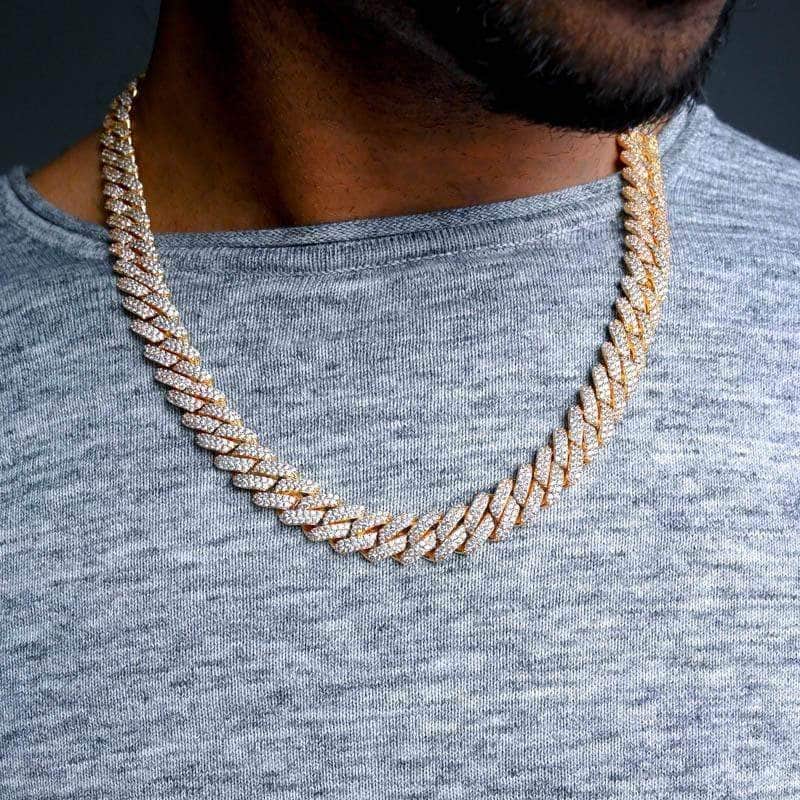 Gold Presidents Cuban Link 14k Yellow Gold / 18" Diamond Prong Cuban Link Choker (12mm) in Yellow Gold