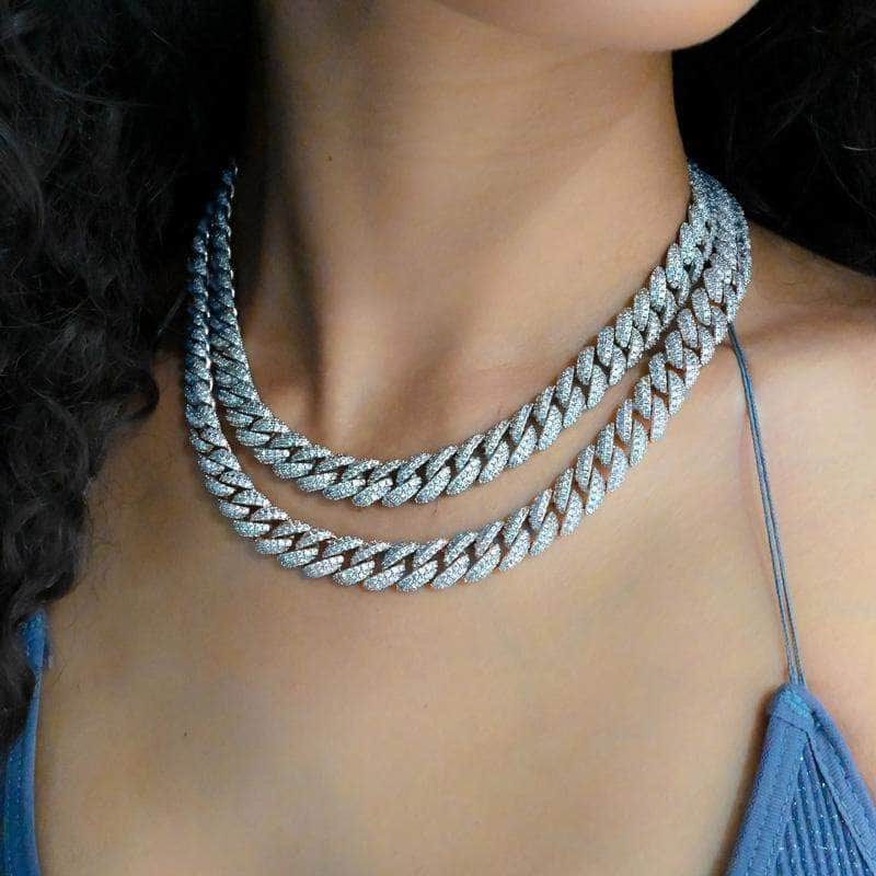 Gold Presidents Cuban Link White Gold / 16" Womens Cuban Link Chain (10mm) in White Gold