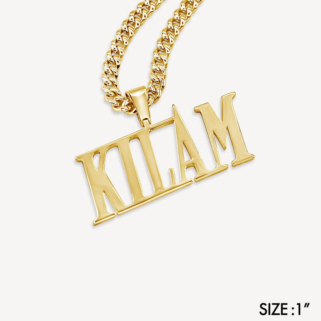 Gold Presidents Custom Name Necklace White Gold / 1" / Stones Custom Logo Pendant