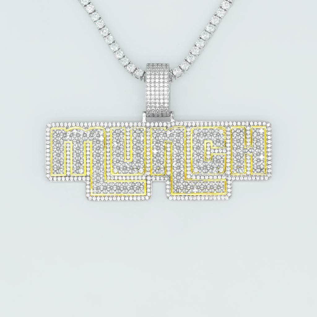 Gold Presidents Custom Name Necklace White Gold / 18&quot; Rope Chain - 4mm / 2-Letters Custom Rockstar Name Necklace