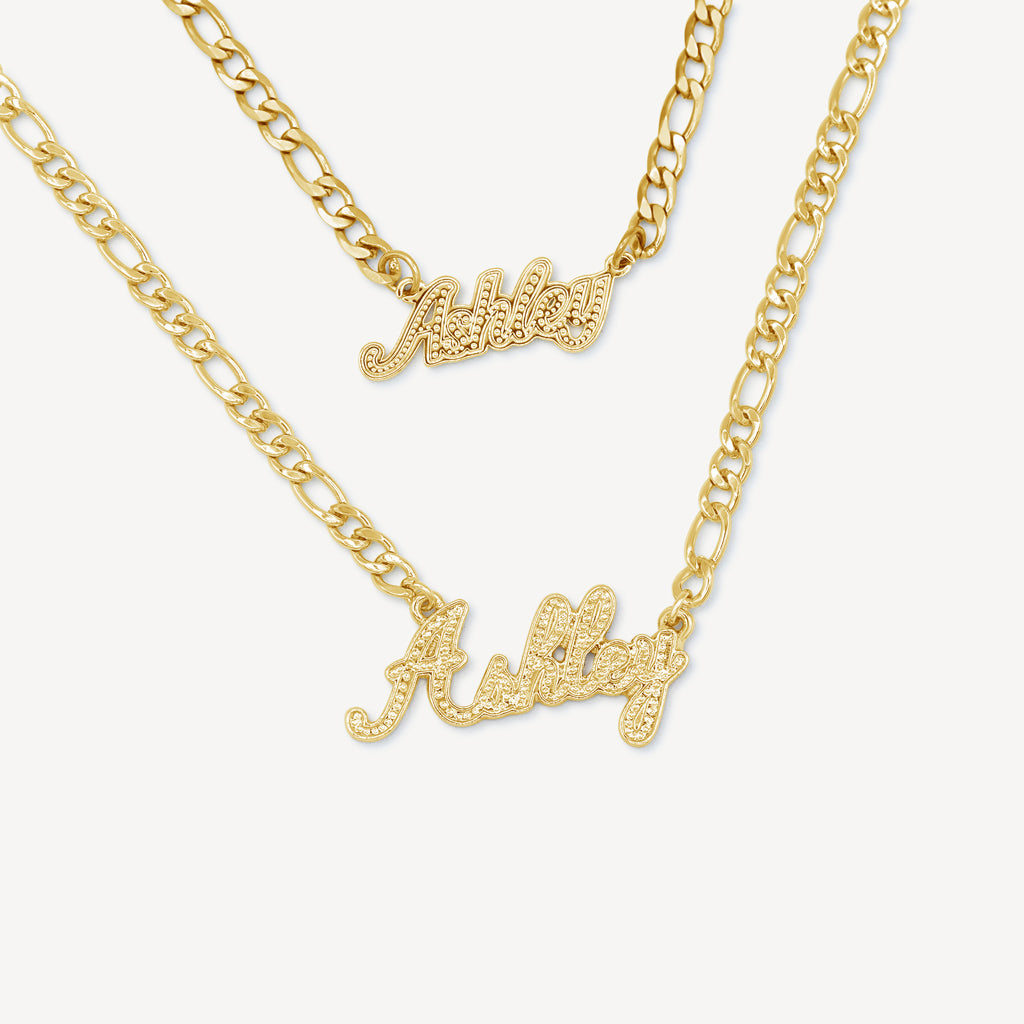 Gold Presidents Custom Name Necklace Womens Custom Script Diamond Cut Gold Name Necklace