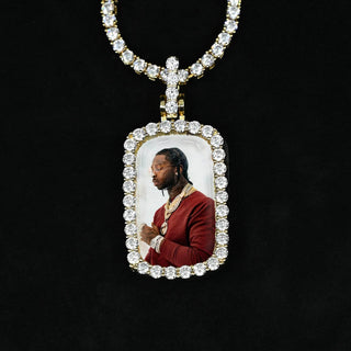 Collier pendentif photo personnalisé - Or blanc / Chaîne de corde de 18 po - 2 mm