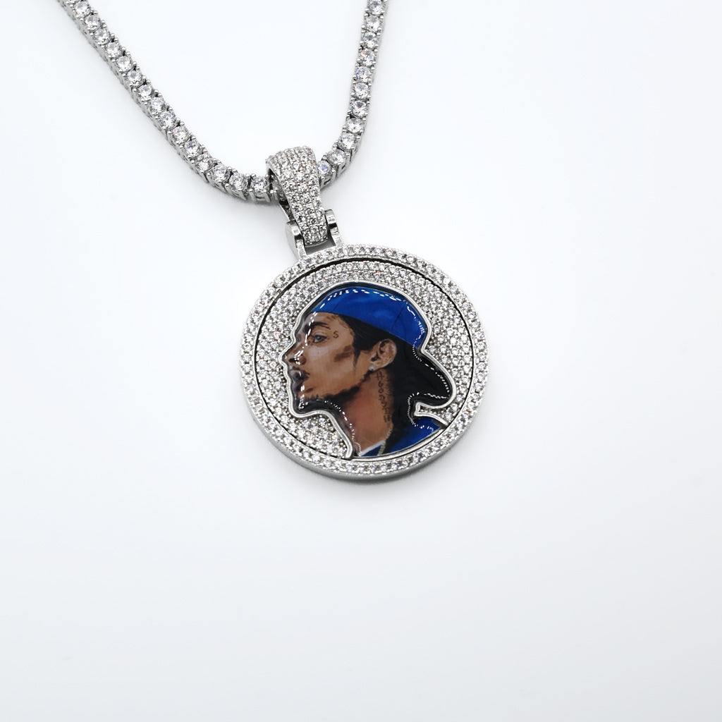 Gold Presidents Custom Picture Necklace White Gold / 18" Rope Chain - 2mm Custom Enamel Picture Pendant Necklace
