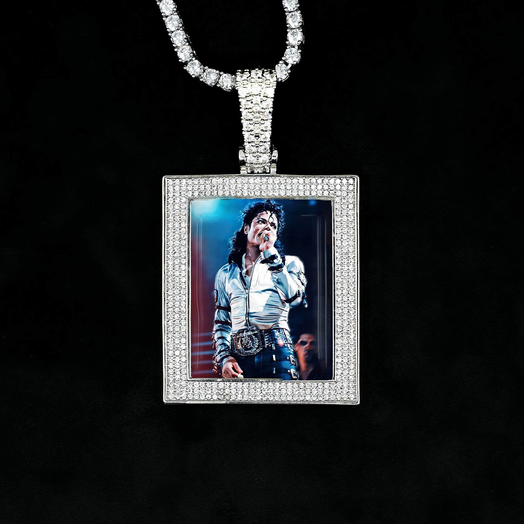 Gold Presidents Custom Picture Necklace White Gold / 18" Rope Chain Custom Photo Pendant Necklace
