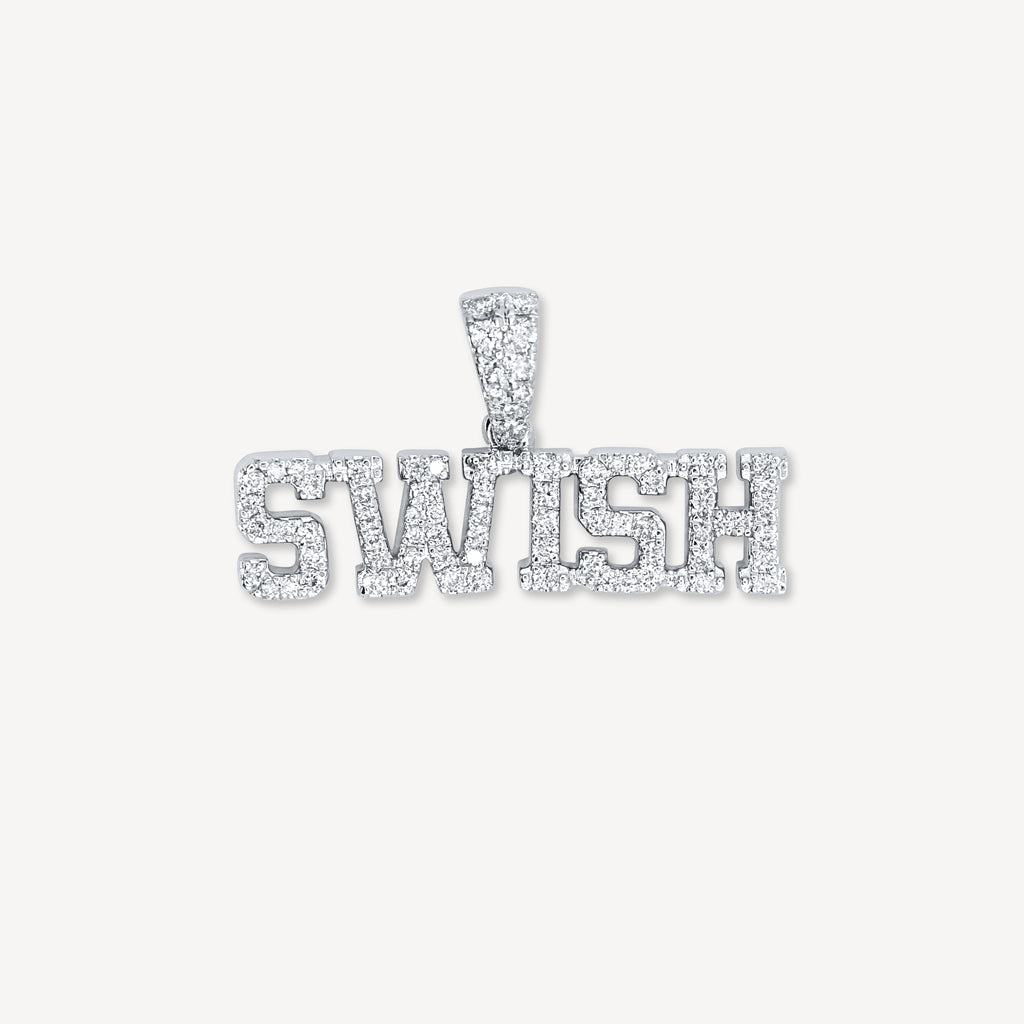 Gold Presidents Custom VVS Diamond Pendant 10k White Gold / 10 Letters Custom Varsity Diamond Name Pendant